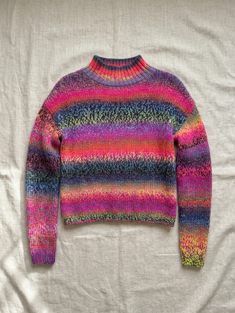 Arizona Jean Co. Multicolored Rainbow Space Dye Mock Neck Knit Sweater - M